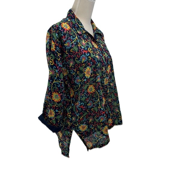 Diza Gabo Designer Lightweight Floral Multicolor Women's Top L-XL - Picture 2 of 9